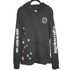 Brooklyn Cloth Mens L Graphics Thrashed Grunge Black Hoodie